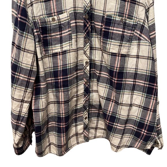 Maurices Plaid Cotton Long Sleeve Button Down with 3/4 Tab Sleeves - Picture 5 of 8